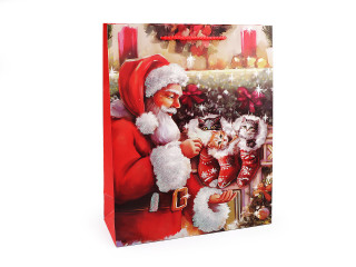 Vianočná darčeková taška s glitrami 32 x 26 x 10 cm Santa 4