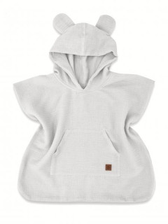 Detské mušelínové pončo lux s kapucňou Teddy rýchloschnúce šedé