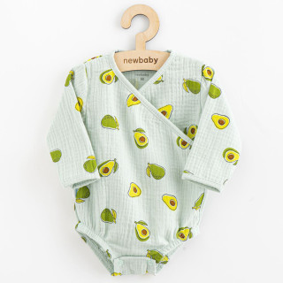 Dojčenské mušelínové body s bočným zaväzovaním New Baby Avocado