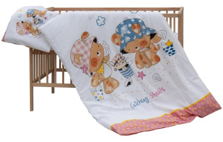 Detská postieľka prírodná s kompletnou výbavou 120 x 60 cm Palpy Scarlett