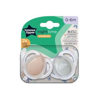 Cumlík symetrický silikón Night 0-6 m 2 ks Ružová/modra Tommee Tippee