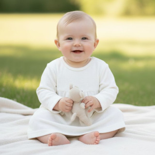 Dojčenské šaty dlhý rukáv biela vzor obdĺžnik Baby Service