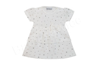 Dojčenské šaty krátky rukáv mušelín Hviezdičky s mašľou Baby Service