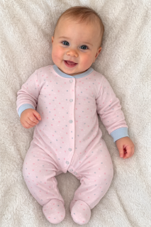 Dojčenský overal bavlna ružový - bodky Baby Service