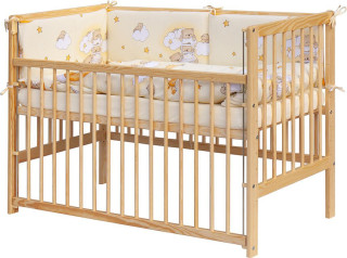 Detská postieľka s kompletnou výbavou 120 x 60 cm, mráčik žltá Scarlett