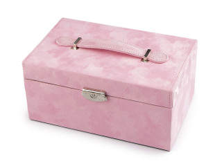 Šperkovnica 2 v 1 uzamykateľná ružová semiš