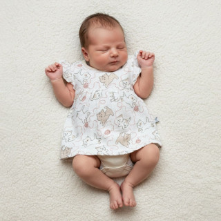 Dojčenské body/šaty krátky rukáv mušelín Mačičky Baby Service