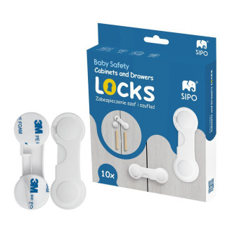 Bezpečnostné zámky na skrinky a zásuvky sada 10 ks Sipo