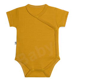 Dojčenské body zavinovací krátky rukáv - okrová Baby Service