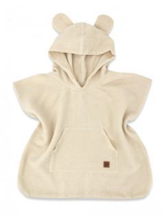 Detské mušelínové pončo lux s kapucňou Teddy rýchloschnúce béžové