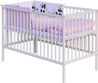 Detská postieľka s kompletnou výbavou 120 x 60 cm - Panda - ružová Scarlett