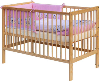 Detská postieľka s kompletnou výbavou 120 x 60 cm - Toro - ružová Scarlett