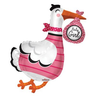 Bocian ružový 36"/91cm fóliový balónik
