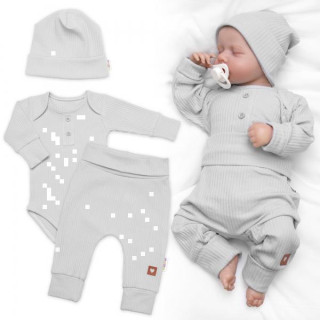 Rebrovaná rastúca súprava 3D Baby Boy Šedá