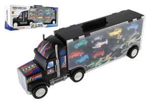 Auto kamión prepravník + dopravné prostriedky 14 ks na voľný chod