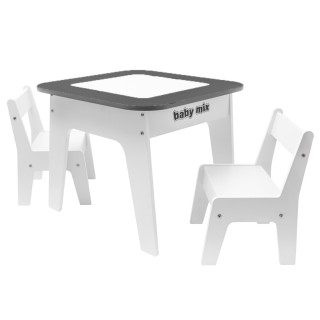 Detský stôl a stoličky Leaf Grey Baby Mix