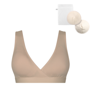 Dojčiaca podprsenka bambus Nuuma Nude s vyberateľnými vložkami + pracie vrecko Moniel