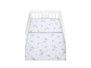 Bavlnené obliečky do postieľky, 2D sada, husi, biele, 135 x 100 cm