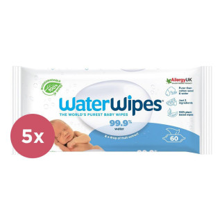 5x WATERWIPES Vlhčené obrúsky bez obsahu plastov 60 ks ( 300 ks )