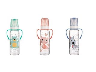 Fľaša s potlačou CUTE ANIMALS 250 ml a úchyty