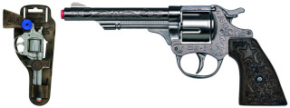 Revolver kovbojský strieborný, kovový - 8 rán