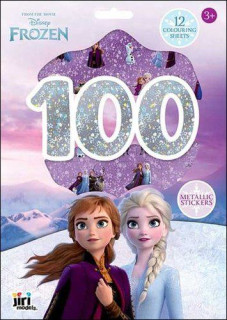 100 metalických samolepiek s omaľovánkovými listami Ľadové kráľovstvo