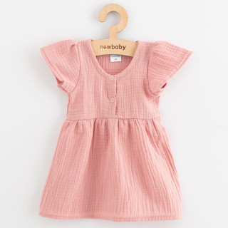 Dojčenské mušelínové šaty New Baby pink