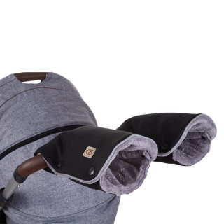 Rukavice na kočiar pár čiernej/sivej Little Angel