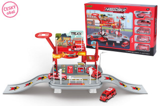 Hasičská stanica s autami 65x19x24,5 cm - český obal