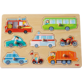 Drevené vkladacie puzzle - dopravné prostriedky Haba