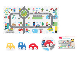 Mäkké bloky s autíčkom mesto 8 ks