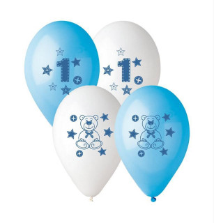 Balónik pastel 1. narodeniny chlapec 30 cm 10 ks