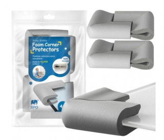 Bezpečnostná penová ochrana rohov 4 ks v tvare U, šedé