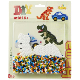 Korálkový set Auto a dinosaurus MIDI Hama