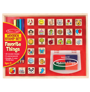 Drevená sada pečiatok s pastelkami 32 ks Melissa & Doug