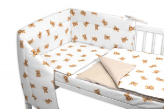 Mantinel s obliečkami do postieľky 3dielna biela sada Míša, bavlna Baby Nellys