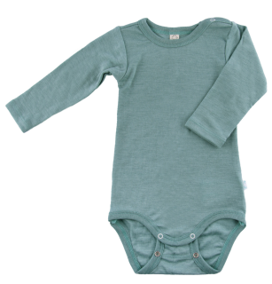 Dojčenské body merino vlna Sage Green PoPoLiNi Veľ. 62/68