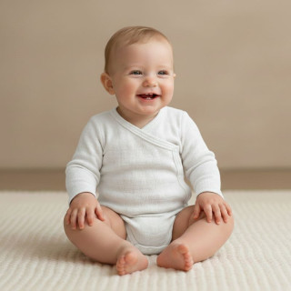 Zavinovacie body s vyhrnutým rukávom biela vzor obdĺžnik Babyservice