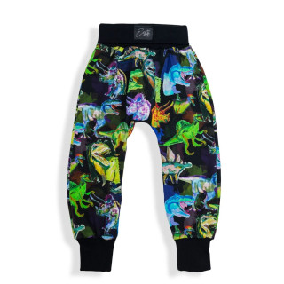 Detské tepláky s vysokým pásom Hraví dinosaury - čierne Esito