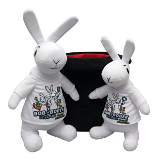 Králiky Bob a Bobek vo filmových tričkách a klobúku, 3 dielna sada,