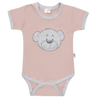 Dojčenské bavlnené body s krátkym rukávom New Baby BrumBrum Old pink grey