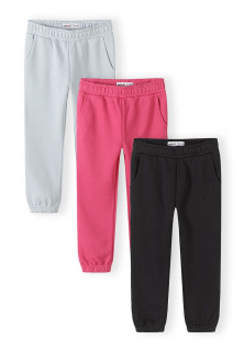 Tepláky dievčenské s elastickým pásom 3pack Mix farieb tm. ružová Minoti