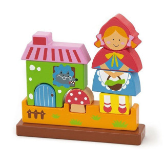 Drevené kocky magnetické Červená čiapočka Viga