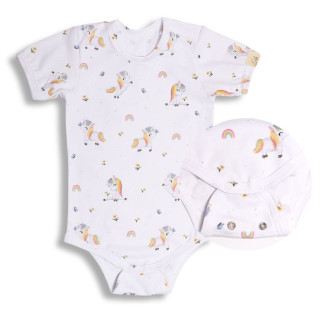 Rastúce bodyčko pre bábätká s krátkym rukávom Unicorn biele Esito