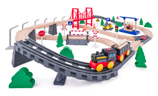 Vláčikodráha s elektrickou mašinkou a mostom, 80 dielov