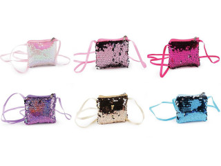 Dievčenská kabelka / puzdro na krk s flitrami 11x10 cm