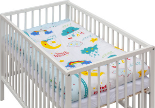 Detská postieľka s kompletnou výbavou 120 x 60 cm biela Papilo Scarlett