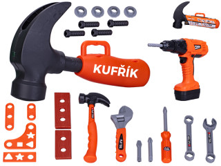 Vŕtačka na batérie s náradím 24 ks v kufríku v tvare kladiva
