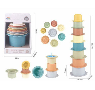 Tégliky stohovacia veža 33,3 cm kvet 8 ks