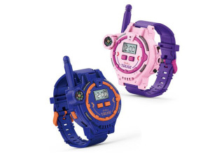 Hodinky a vysielačka walkie-talkie set fialové 2 ks